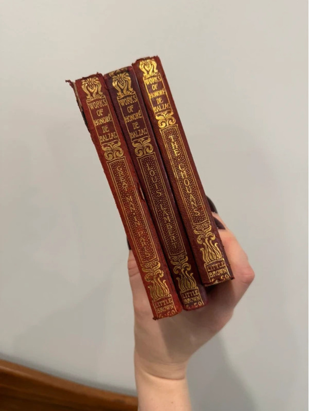 Antique 1905 The Pocket Balzac Set of 3 Leather Books,